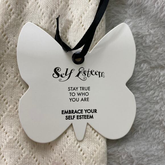 Self Esteem Cropped Cardigan Sweater Women Junior XL Cream Boxy Button Front NWT - Picture 4 of 10